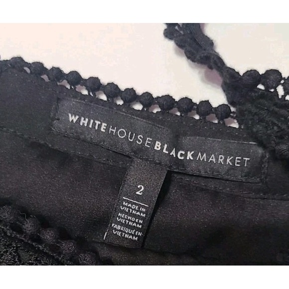 White House Black Market Off Shoulder‎ Crochet Lace Mini Dress Women's 2 Black - Picture 3 of 8